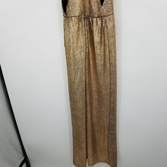 NWT Forever 21 Rose Gold Crackle Look Evening Maxi Dress Size Small - Picture 11 of 12